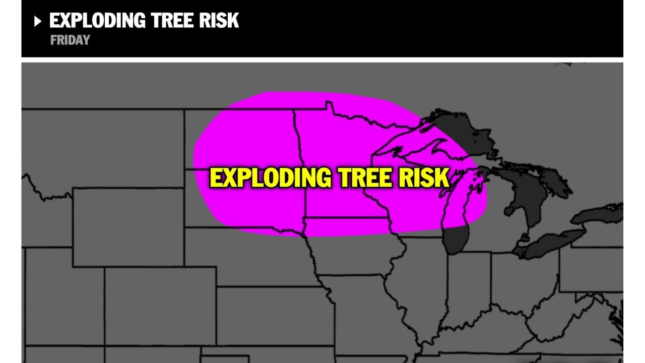 Minnesota, Wisconsin, Iowa, North Dakota, South Dakota and Michigan Face Rare “Exploding Tree” Risk as Arctic Cold Plunges Temperatures Below –20°F This Weekend