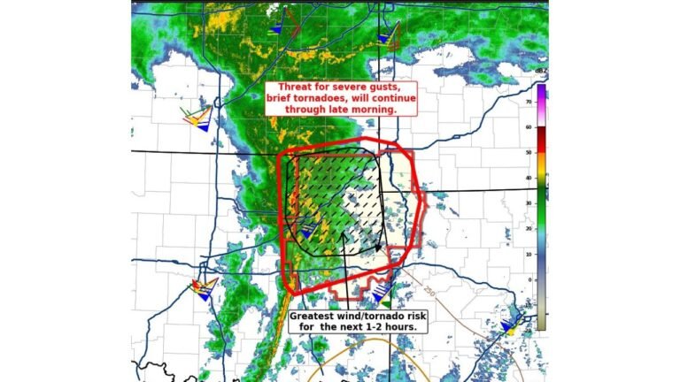 Missouri, Arkansas, Oklahoma, and Southern Illinois Face Brief but Dangerous Wind and Tornado Threat as Strong Line Pushes East Friday Morning