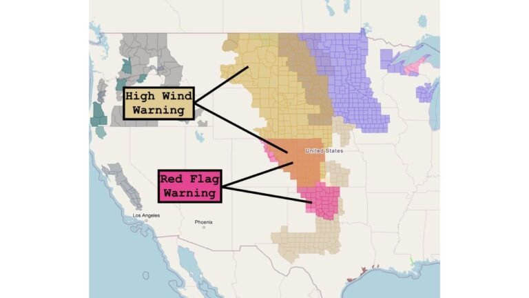 Montana, Wyoming, Colorado, Kansas, and Texas Hit by Dangerous High Winds as Tight Pressure Gradient Triggers Red Flag Warnings