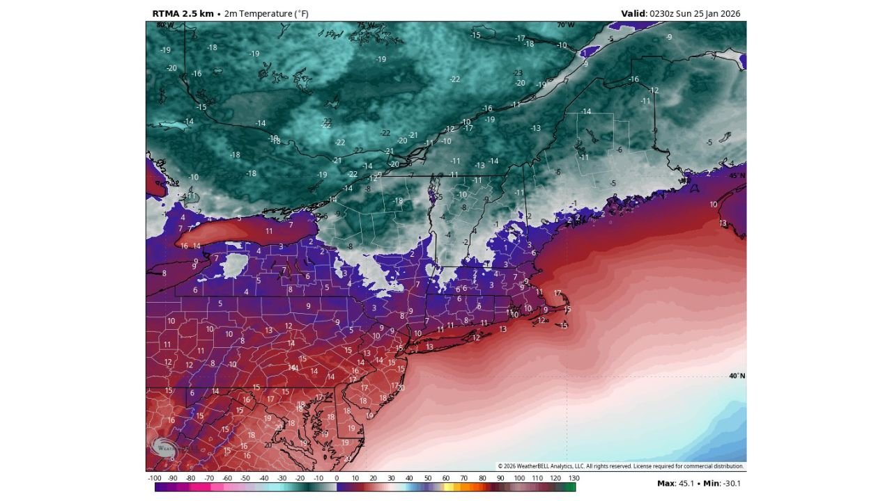 New England, Upstate New York, and Interior Northeast Plunge Below Zero as Arctic Air Delivers a Brutally Frigid Night