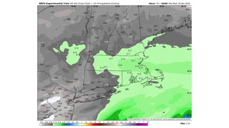 New England and the Northeast Corridor Face Explosive Snowfall Rates as RRFS Model Shows 3–5 Inches Per Hour Potential