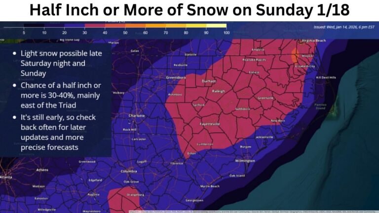 North Carolina Snow Watch: 30–40% Chance of Measurable Snow Near Raleigh and East of the Triad Sunday (Jan. 18)