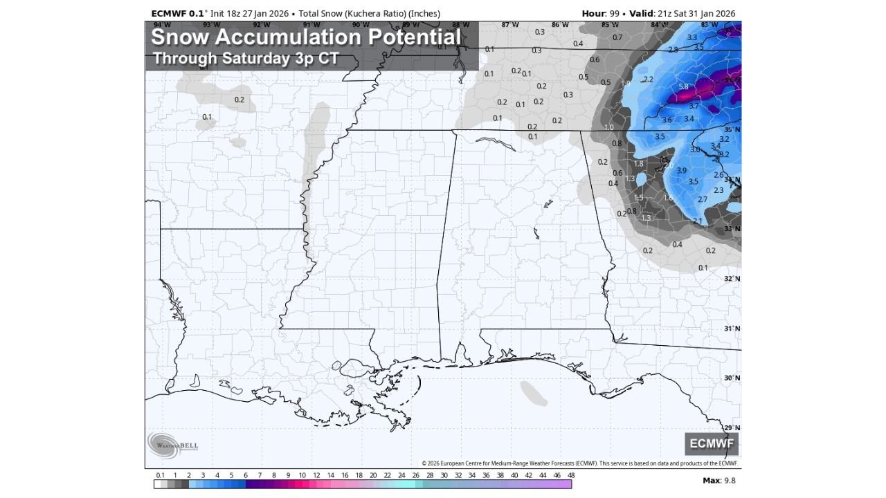 North Carolina, South Carolina, Alabama Face Arctic Cold Blast as Rare Fluffy Snow Ratios Spike This Weekend