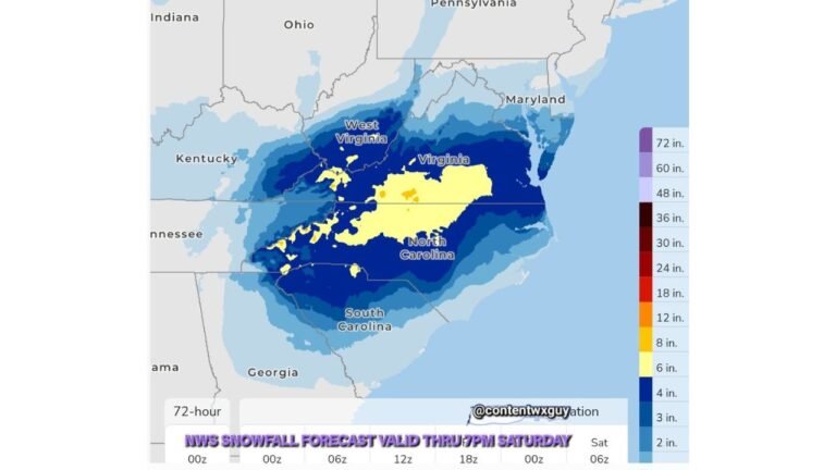 North Carolina, Virginia, South Carolina, and West Virginia Face Potential Heavy Snow as East Coast Storm Tracks Closer to Mid-Atlantic