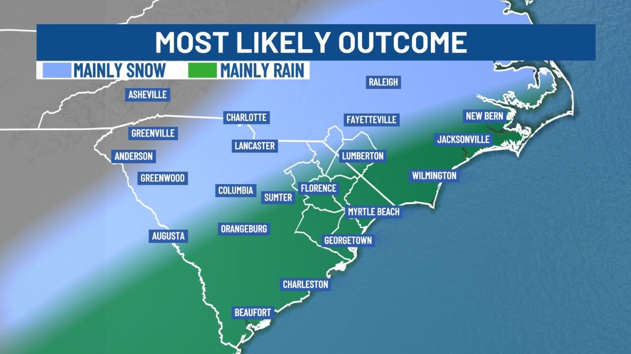 North Carolina and South Carolina Snow Chances Fade as Cold Air Timing Limits Accumulation Potential This Weekend