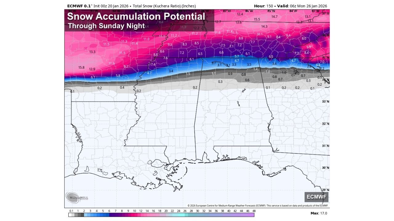 Northern Alabama Faces High-Impact Ice and Snow Threat as Major Winter Storm Spreads From Texas to the Carolinas