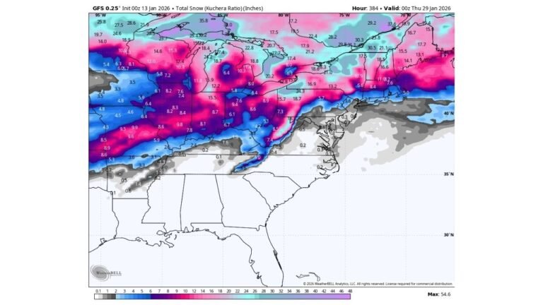 Ohio, Kentucky, West Virginia, Pennsylvania, and New York Pop Up in Extreme Late-January Snow Run That Forecasters Say Is “Off the Charts”