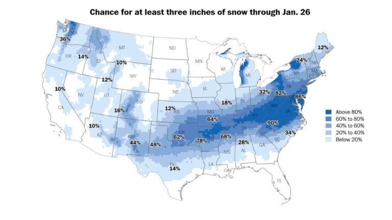 Oklahoma, Arkansas, Missouri, Tennessee, Kentucky, Virginia, North Carolina, and Pennsylvania Face Widespread Snow and Ice Threat as Late-January Winter Storm Gains Momentum