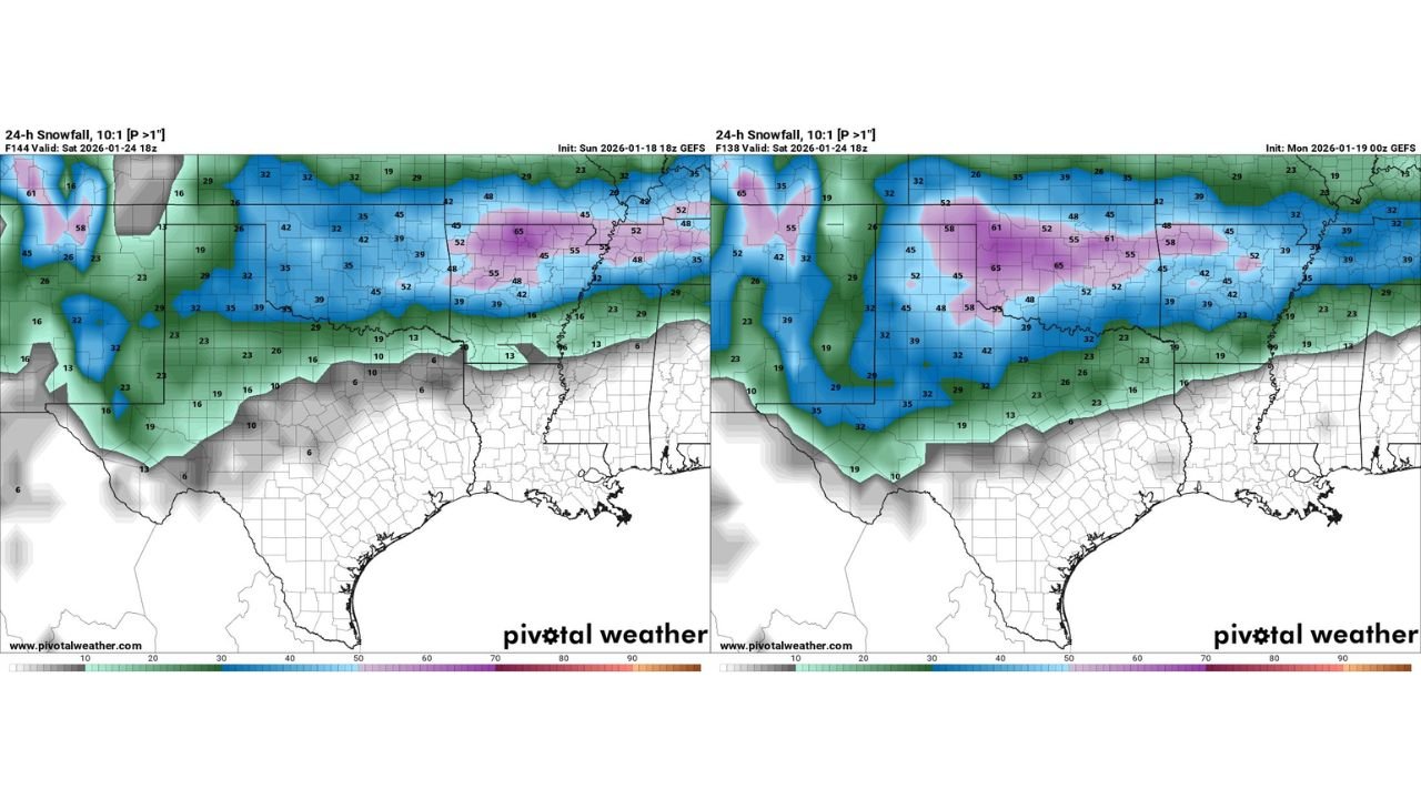 Oklahoma, Texas, Kansas, Missouri, and Arkansas See Rising Snow Potential as Ensemble Models Trend Sharply Higher Ahead of Late-January Winter Storm