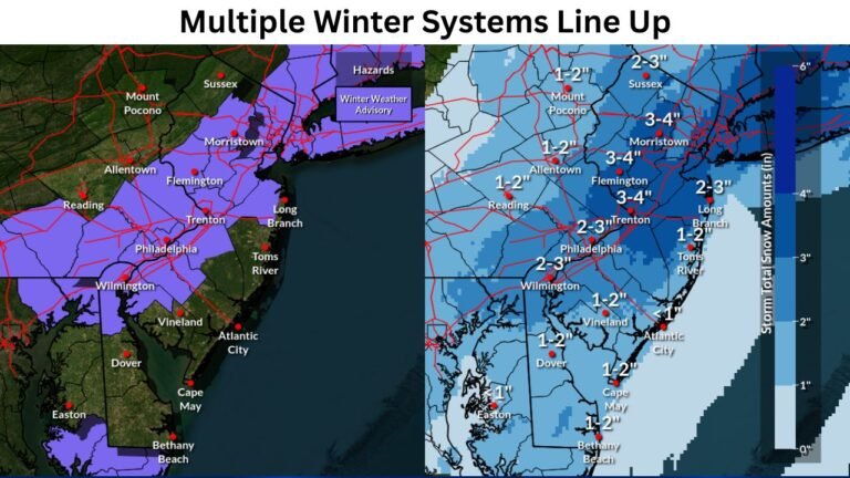 Snow Threat Expands Across Georgia, Alabama, Florida, North Carolina, New Jersey, Pennsylvania, and Delaware as Multiple Winter Systems Line Up