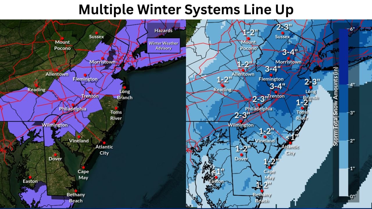 Snow Threat Expands Across Georgia, Alabama, Florida, North Carolina, New Jersey, Pennsylvania, and Delaware as Multiple Winter Systems Line Up