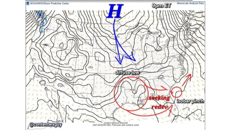 Southeast Atlantic Coast Faces Rapid Storm Intensification as Diffuse Low Seeks Coastal Redevelopment Near Georgia