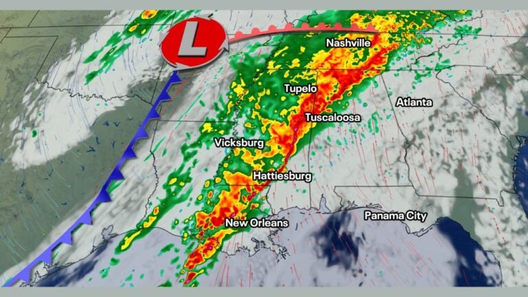 Tennessee, Mississippi, Alabama, and Louisiana Face Line of Severe Storms With Tornado and Damaging Wind Threat Friday Evening