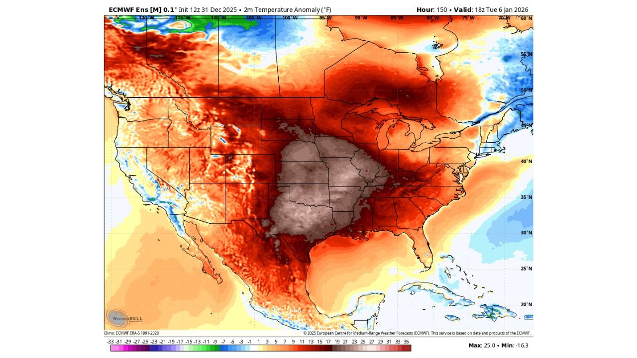 Texas, Illinois, Ohio, Pennsylvania, and Georgia Head Toward a Broad January Warm-Up as Pacific Jet Reshapes U.S. Weather Pattern