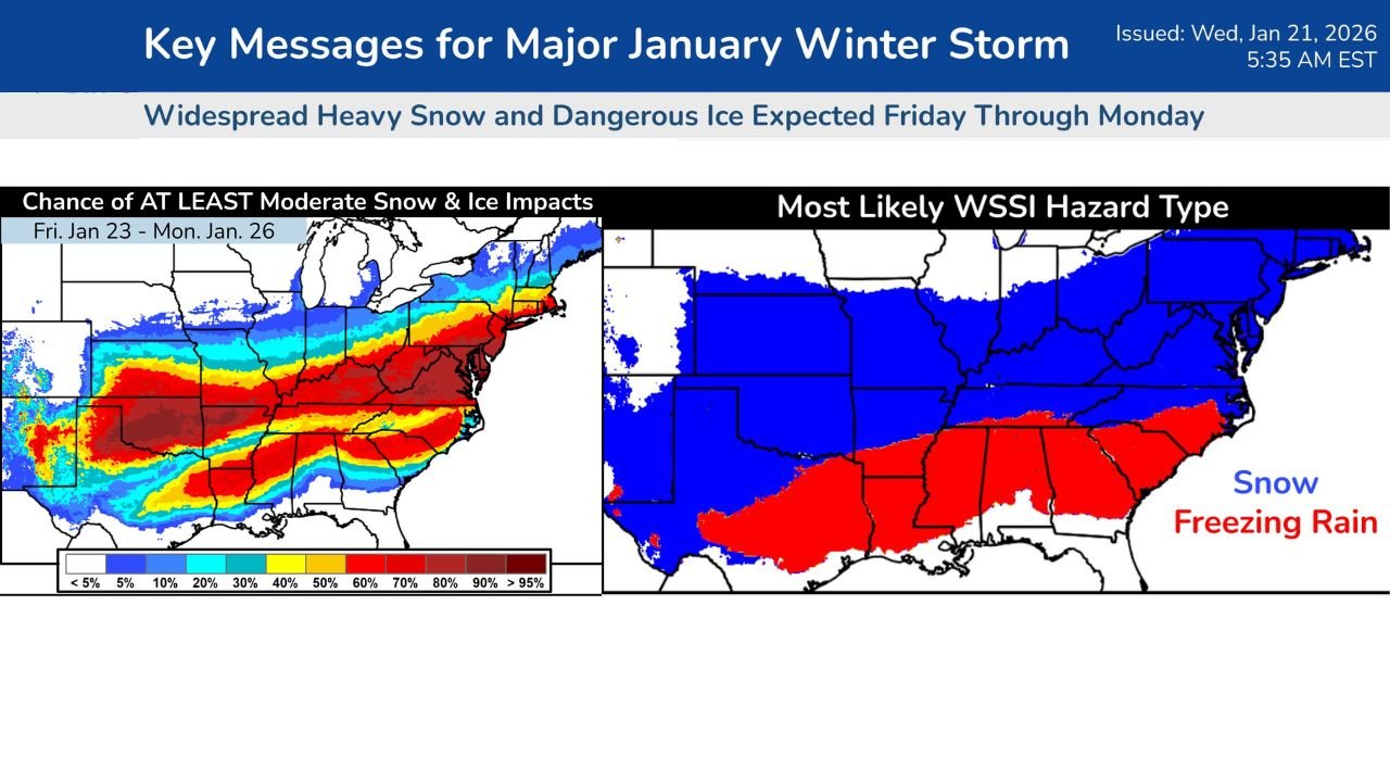 Texas, Oklahoma, Arkansas, Tennessee, North Carolina and Virginia Face Expanding Major January Winter Storm With Heavy Snow, Ice and Dangerous Cold