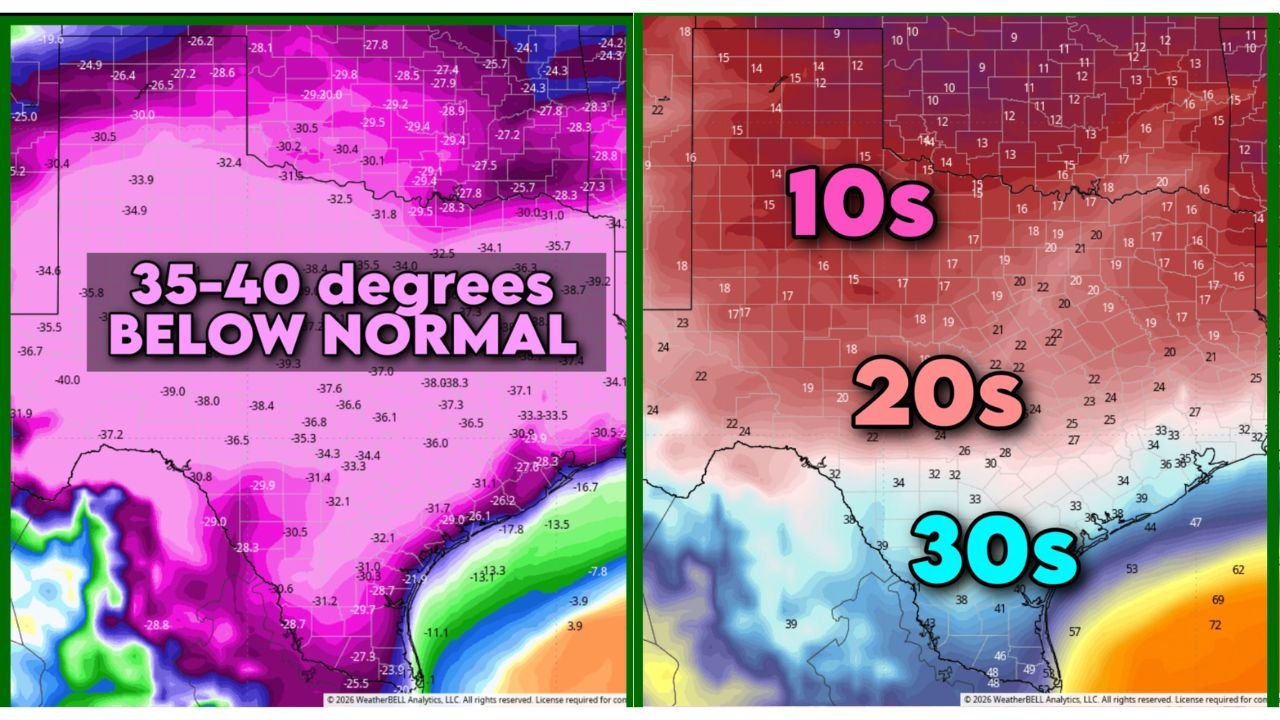 Texas, Oklahoma and Louisiana Brace for Dangerous Arctic Blast With Temperatures 35–40 Degrees Below Normal
