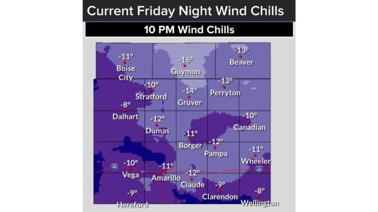 Texas Panhandle Faces Dangerous Sub-Zero Wind Chills Tonight Through Saturday Morning, Values Drop Near -20°F