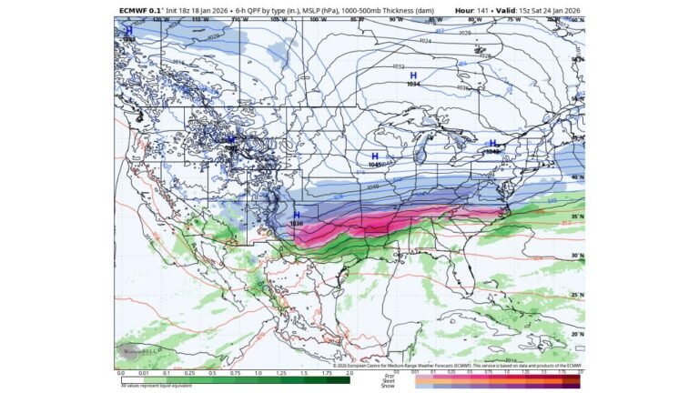 United States Winter Pattern Signals Possible Storm Risk Across Illinois, Georgia, Carolinas, Virginia, and Mid-Atlantic Late Next Week