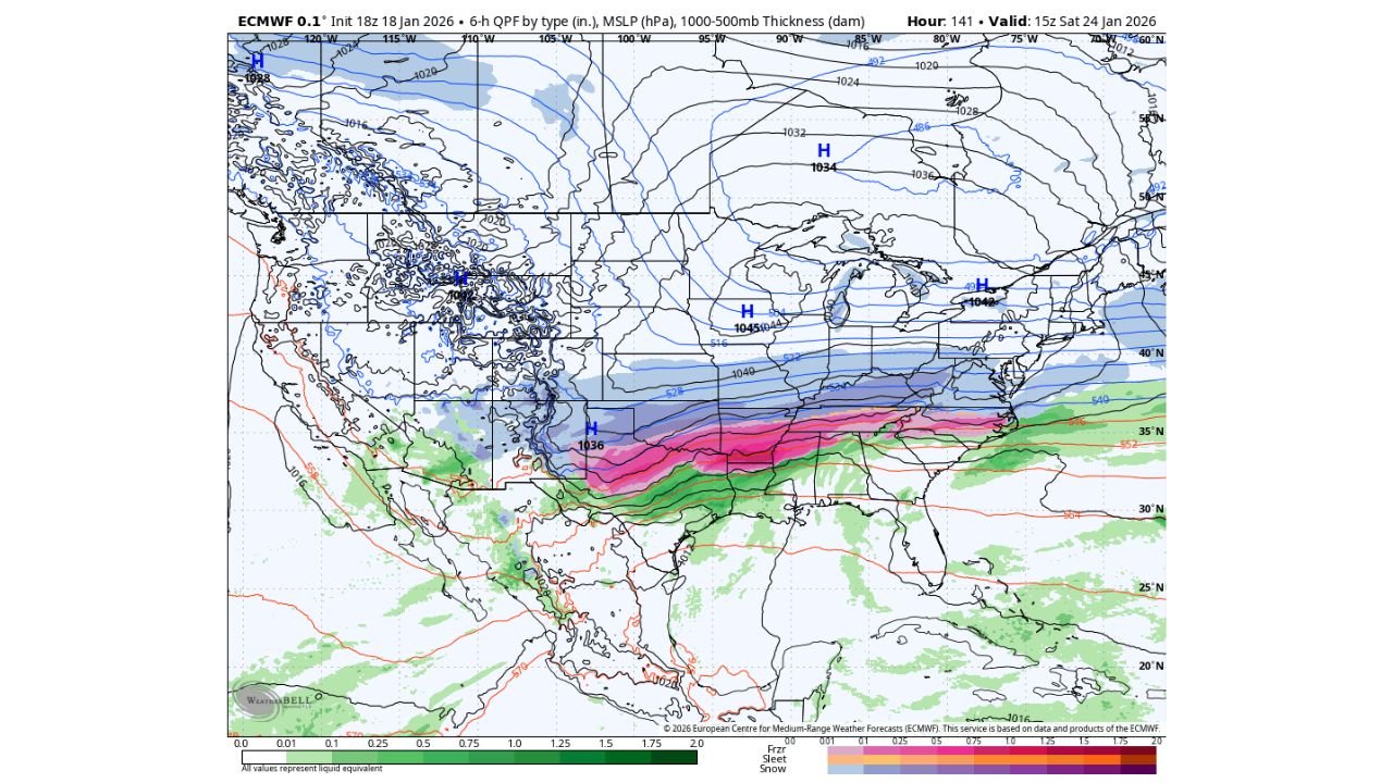 United States Winter Pattern Signals Possible Storm Risk Across Illinois, Georgia, Carolinas, Virginia, and Mid-Atlantic Late Next Week