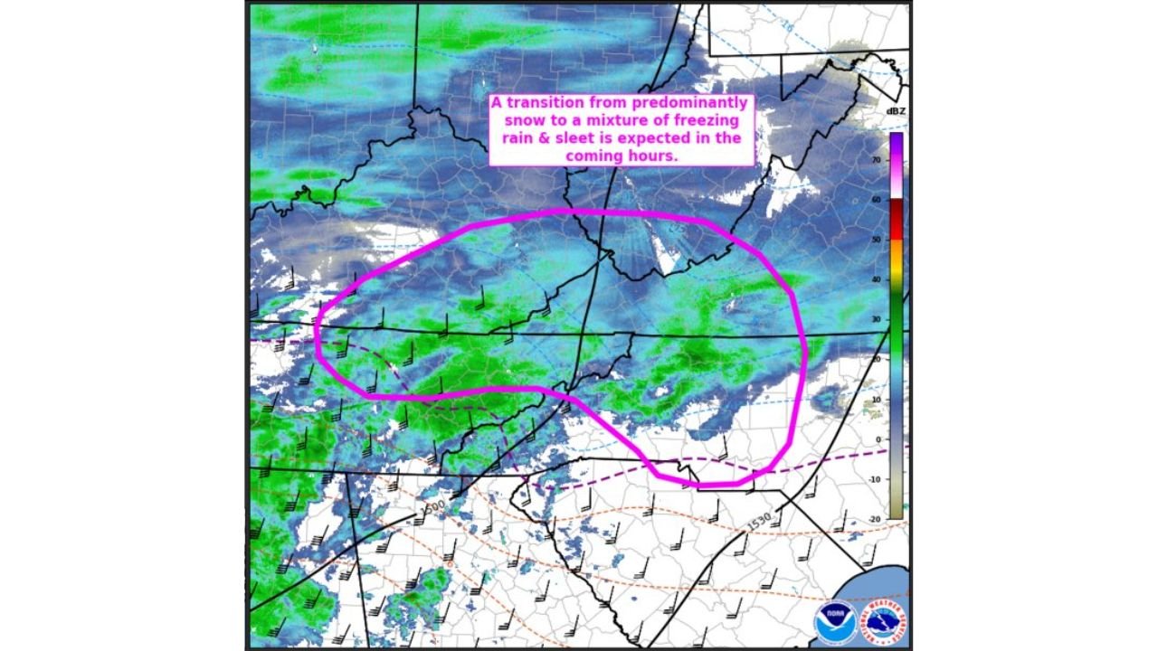 Western Piedmont North Carolina Faces Dangerous Freezing Rain as Ice Storm Spreads Into Appalachian Mountains