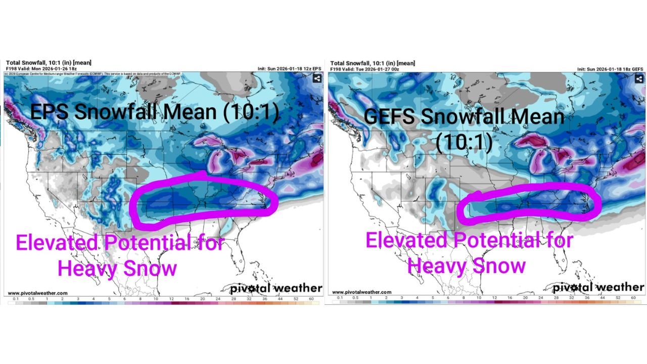 Winter Storm Threat Targets Texas, Oklahoma, Arkansas, Tennessee, Kentucky, Missouri, Illinois, Indiana and Ohio With Snow, Sleet and Dangerous Ice Next Weekend