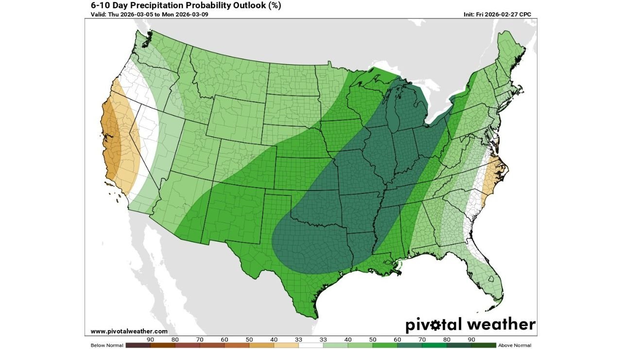 Active Jet Stream Pattern to Bring Severe Storms from Texas to Ohio Valley and Late-Season Snow to Midwest and Great Lakes Through March 9