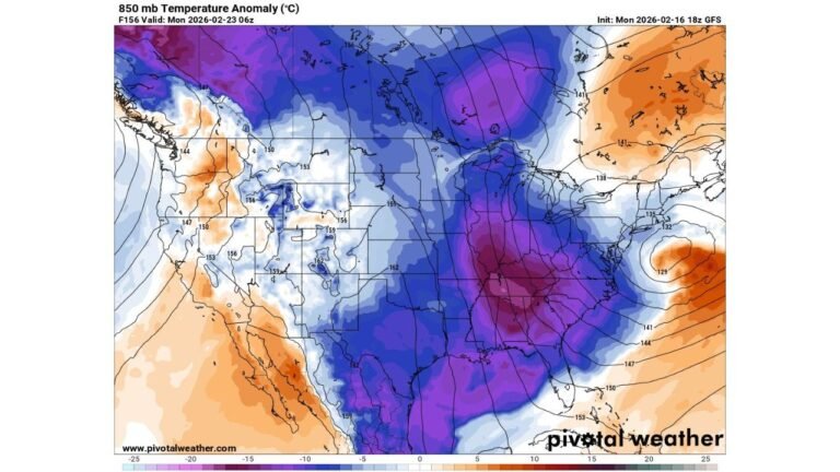 Arctic Air Blast to Slam Central and Eastern U.S., Bringing 20–30 Degree Temperature Drop and Possible Snow From Oklahoma to the Mid-Atlantic