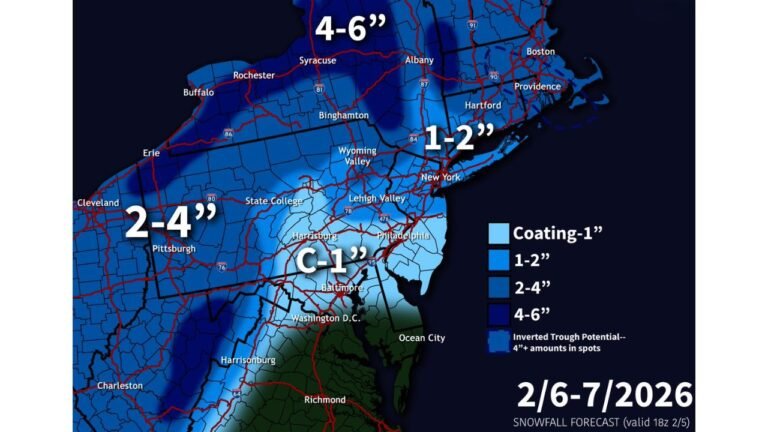 Arctic Front Brings Snow, Dangerous Wind Chills, and Power Outage Risk Across New York, Pennsylvania, New England, and the Mid-Atlantic This Weekend