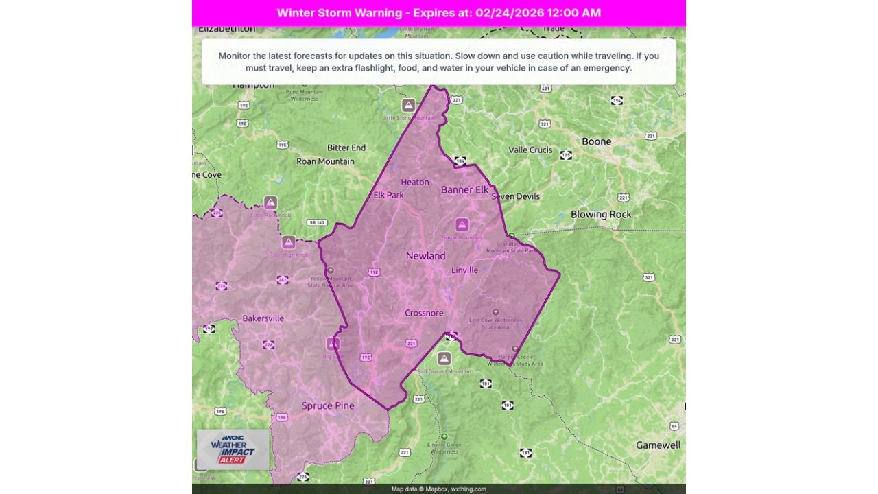 Avery County Under Winter Storm Warning Until Midnight as 10 Inches of Snow and Impassable Roads Threaten High Country