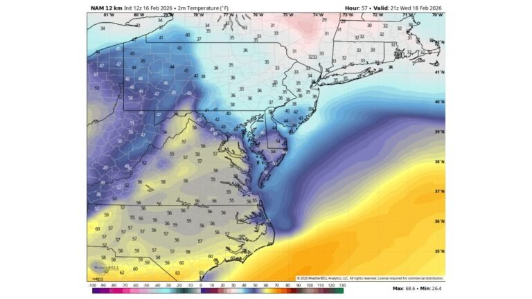 Backdoor Front Threatens Baltimore Warmup as Maryland Faces Sharp 40s/60s Temperature Split by Midweek