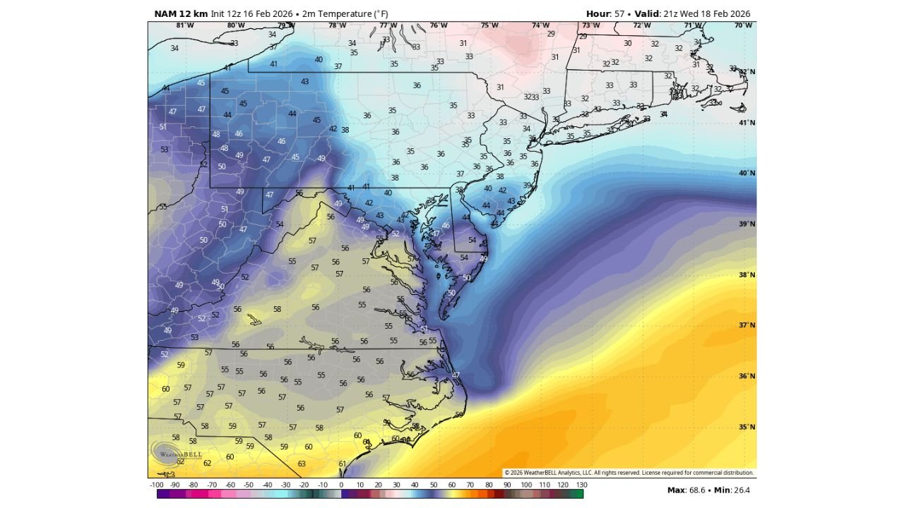 Backdoor Front Threatens Baltimore Warmup as Maryland Faces Sharp 40s/60s Temperature Split by Midweek