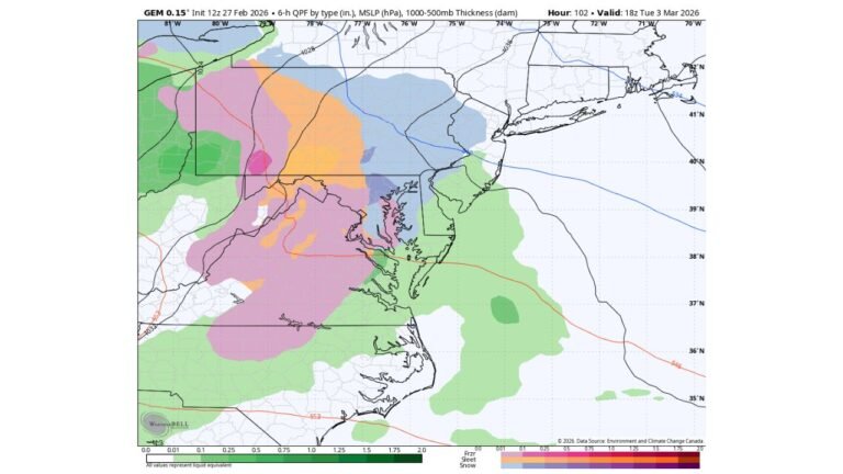 Baltimore Swings from 50s to 30s as Strong Cold Front Triggers Snow, Sleet and Freezing Rain Risk Monday Night into Tuesday