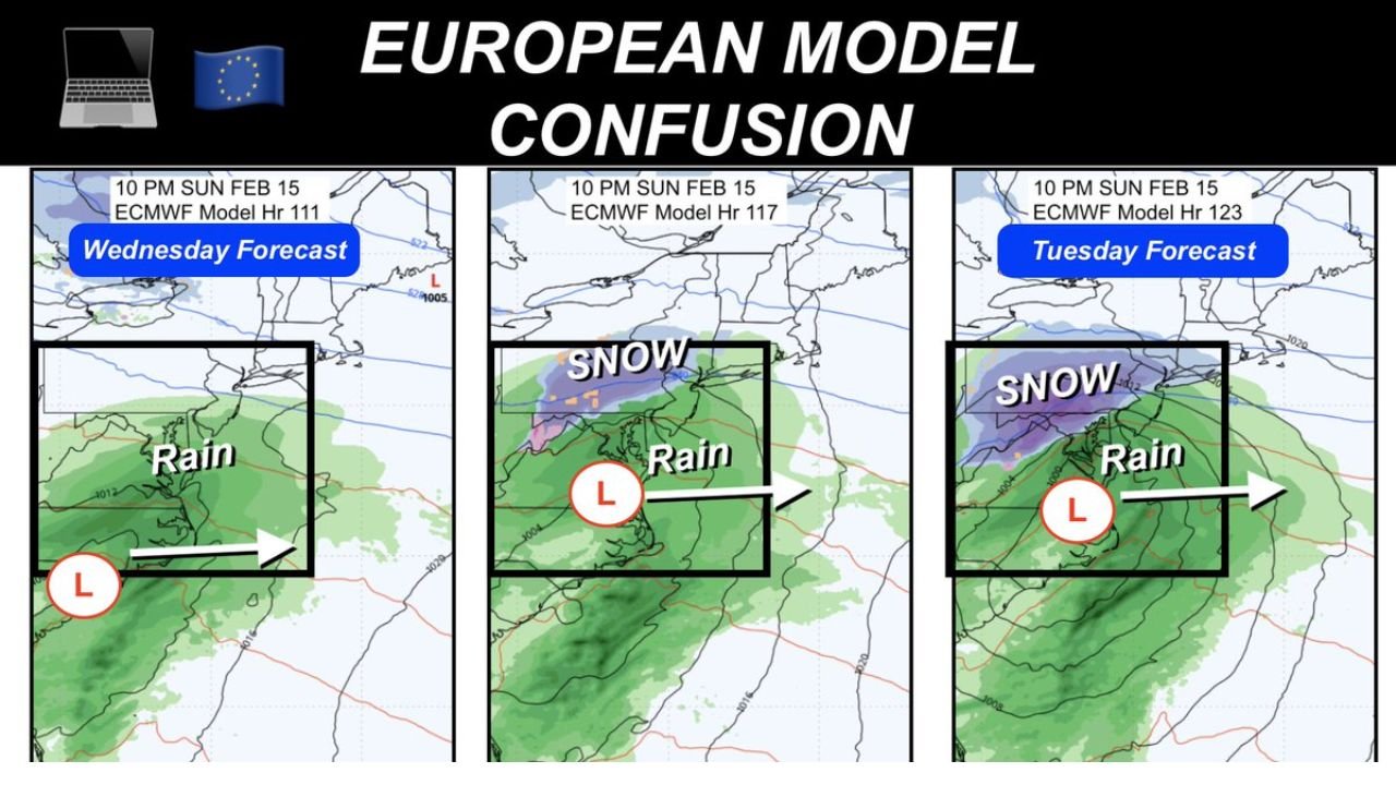 Central Maryland Could See Another Sunday Snow Chance as Canadian Model Holds Steady and the Euro Keeps Flipping