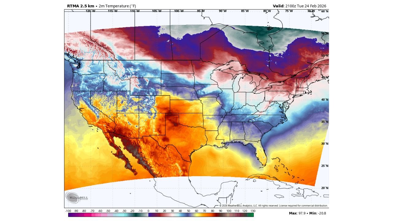 Colorado Stuns the East: Denver Hits 70°F While Florida, Georgia, Louisiana and the Carolinas Stay Cooler Than the Mile High City