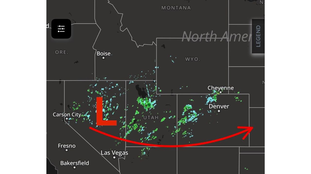 Colorado and New Mexico Storm Track Update as Low Pressure Near Elko, Nevada Pushes Mountain Snow and Front Range Showers Toward Denver and Cheyenne