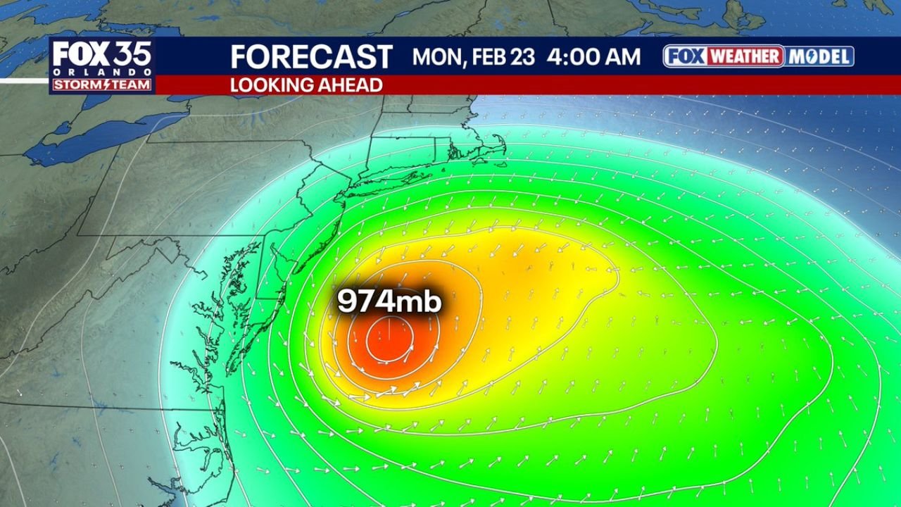 East Coast Nor’easter Strengthens Toward 974mb as Blizzard Conditions Threaten Beaches and Cold Air Surges Into Florida