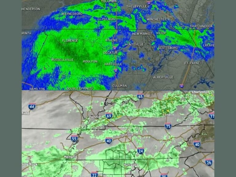 First Alert Weather Day Issued as Heavy Rain Targets Huntsville, Florence and North Alabama Valley by Morning