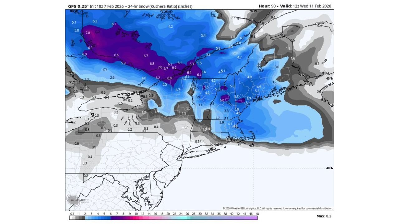 GFS and ICON Signal Heavier Snow Tuesday Night as Great Lakes to New England Brace for Widespread Winter Storm