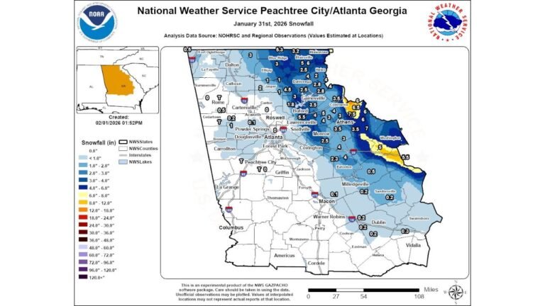 Georgia Winter Storm Recap: Heavy Snow Bands Slam Northeast and East Georgia as Atlanta Sees Limited Impact