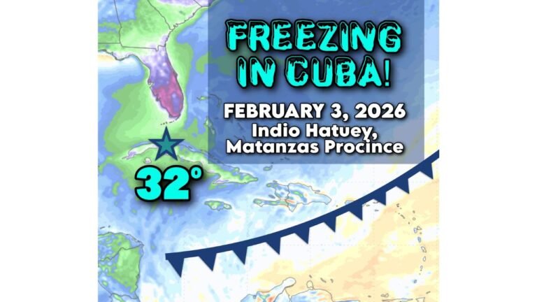 Historic Arctic Cold Front Pushes Temperatures to Freezing at Sea Level in Cuba, Setting Rare Tropical Record in Matanzas Province