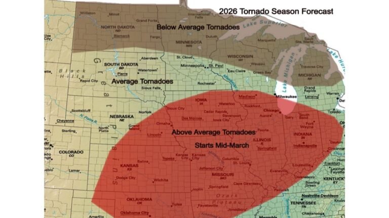 Illinois, Indiana, Missouri, Iowa, Kansas and Oklahoma Highlighted for Above-Average Tornado Risk as 2026 Season Begins Mid-March