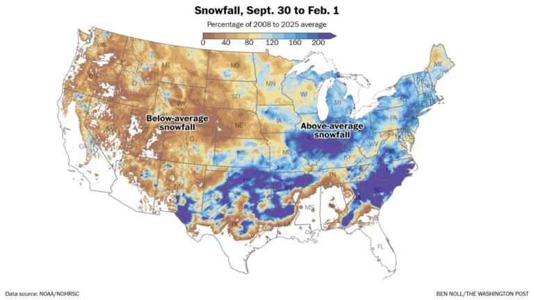Illinois, Ohio, Pennsylvania, New York, and the Carolinas Lead as Snowy Winter Trend Continues Across the United States