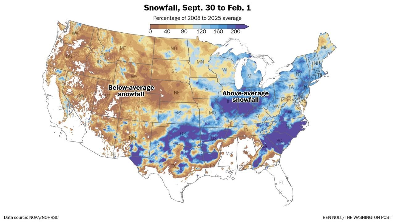 Illinois, Ohio, Pennsylvania, New York, and the Carolinas Lead as Snowy Winter Trend Continues Across the United States