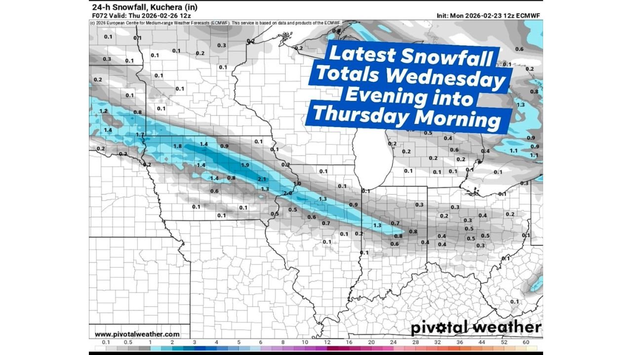 Illinois Snow Forecast Downgraded as Weak Midweek System Brings Just a Dusting to Two Inches, Not a Major Storm