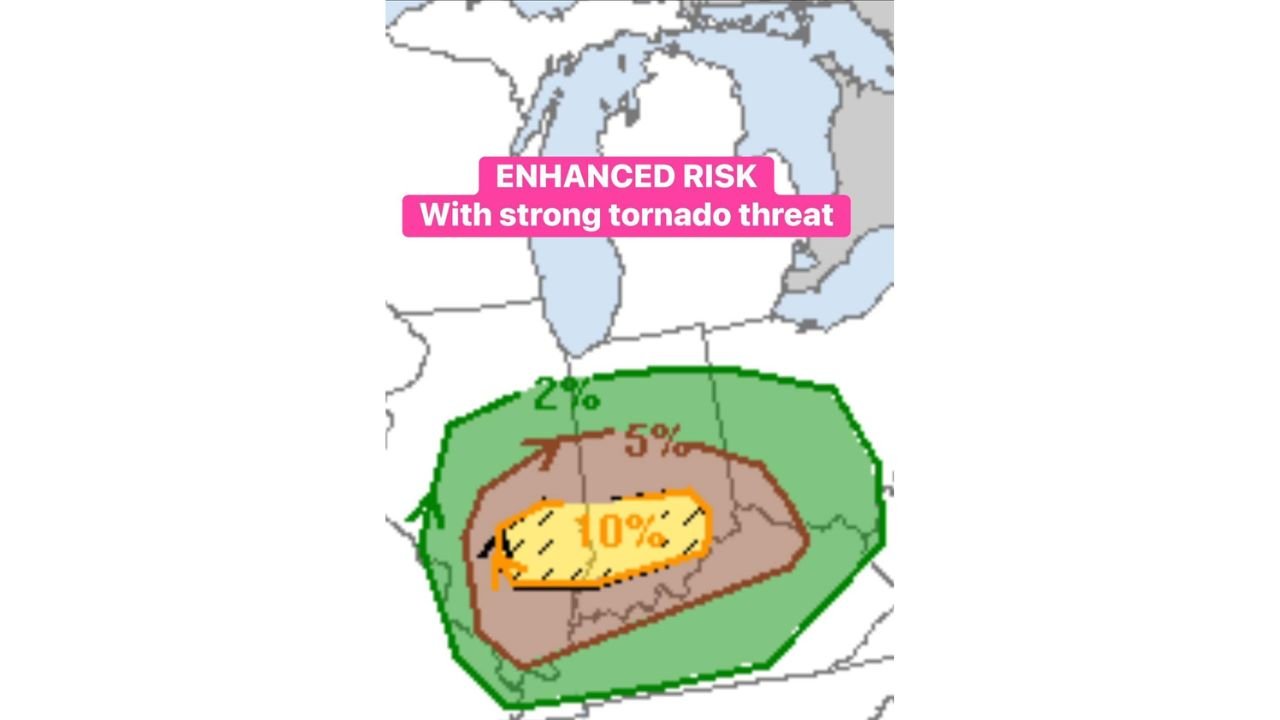 Illinois and Indiana Placed Under Enhanced Risk as Storm Prediction Center Flags Strong Tornado Threat