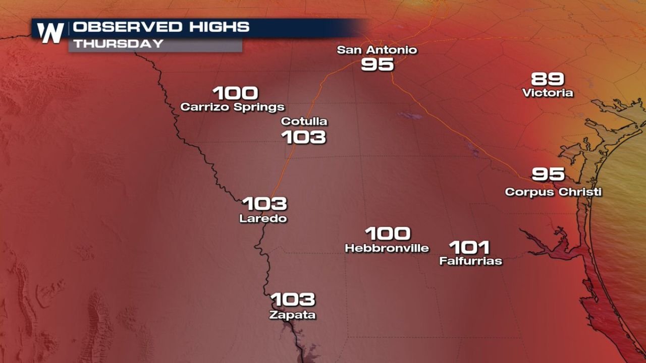 La Puerta, Laredo and Cotulla Blaze Past 100° as South Texas Flirts With All-Time Winter Heat Record at 104°