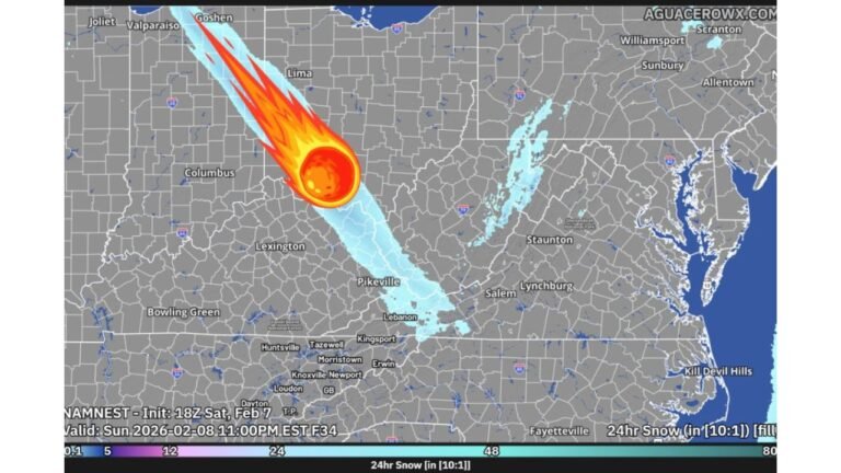 Lake-Effect Snow Band Could Stretch From Ohio and Kentucky Into Virginia Sunday, But Confidence Remains Low