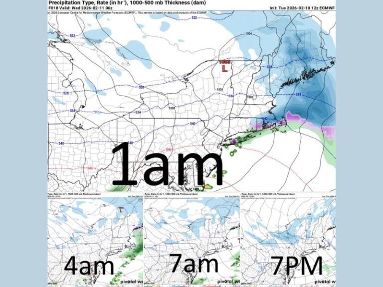Maine Snow Globe Effect Continues as Portland Sees Lower Totals and Northern Counties Pick Up 6 to 8 Inches