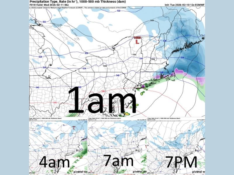 Maine Snow Globe Effect Continues as Portland Sees Lower Totals and Northern Counties Pick Up 6 to 8 Inches