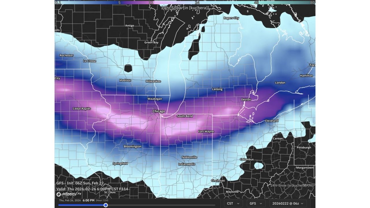 Major Winter Storm Signal Emerging for Northern Illinois and Northern Indiana With 8+ Inches Possible From Wednesday Evening Into Thursday